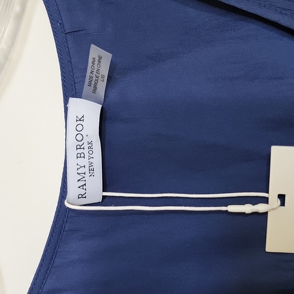 Ramy Brook New York Reina Blue Silky Midi Dress Size L - Picture 7 of 11